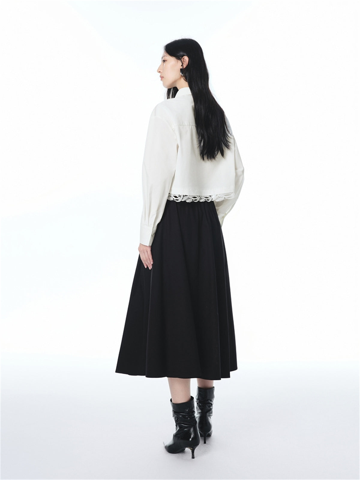 Women's High-Waisted Cotton A-Line Flared Skirt