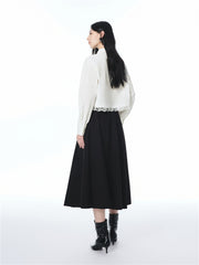 Women's High-Waisted Cotton A-Line Flared Skirt
