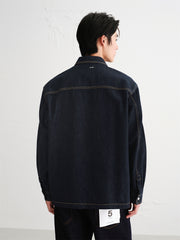 Men's Denim Shirt with Contrast Topstitching