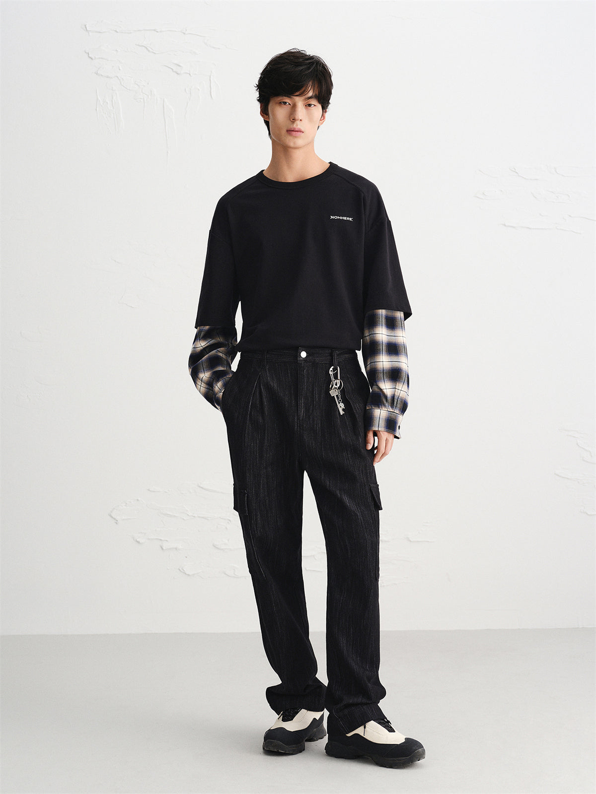 Men's Layered-Look Panel Long-Sleeve T-Shirt