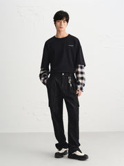 Men's Layered-Look Panel Long-Sleeve T-Shirt