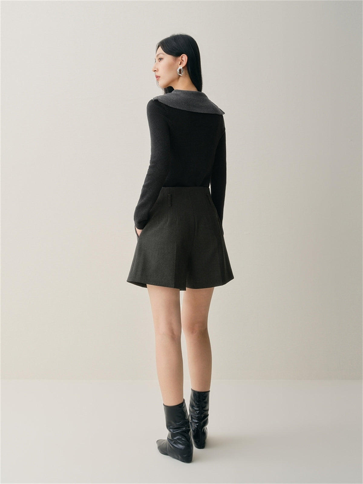 Women's High-Waist Wide-Leg Suit Shorts