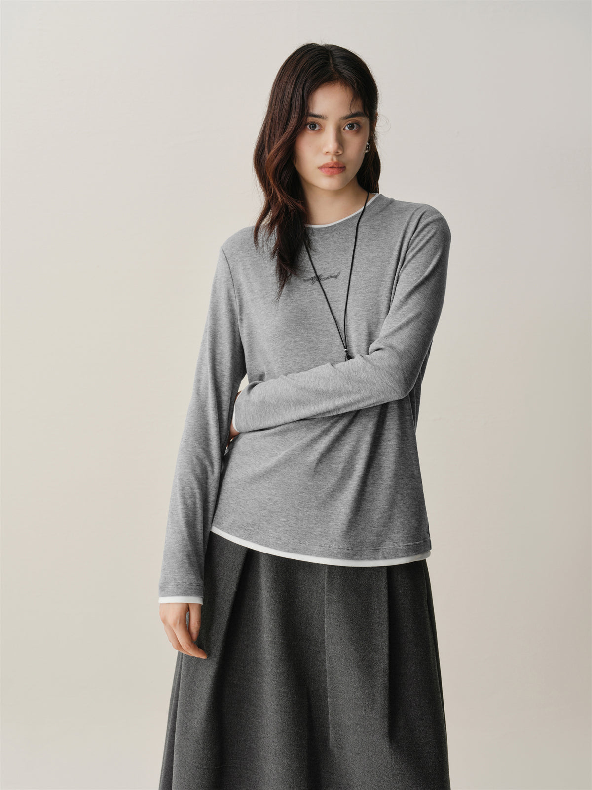Men's Contrast Layered-Look Long-Sleeve T-Shirt