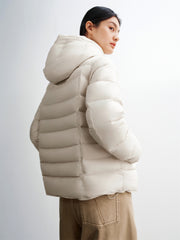 Women's Solid Quilted Oversized Hooded Down Jacket