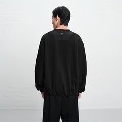 Men's Solid Pullover Sweatshirt with Elastic Hem