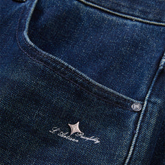 Men's Washed Embroidered Jeans