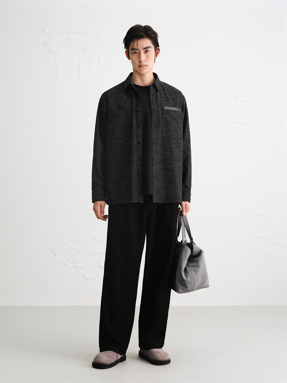 Men's Tweed-Inspired Brushed Yarn-Dyed Shirt