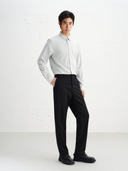 Men's Gray Embroidered Long-Sleeve Shirt