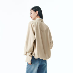 Women's Loose Cropped Jacket with Bubble Hem