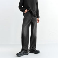 Men's Washed Cotton Wide-Leg Jeans