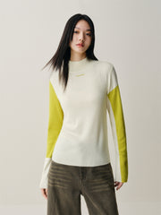 Women's Contrast Mock-Neck Knit Top