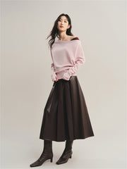 Women's Asymmetric Colorblock Collar Knit Sweater