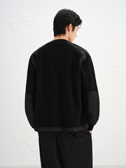 Men's Mixed-Fabric Panel Knit Cardigan