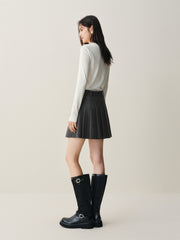 Women's Wool-Blend Pleated Short Skirt