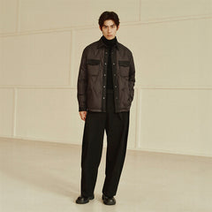 Men's Goose Down Denim-Panel Shirt Jacket