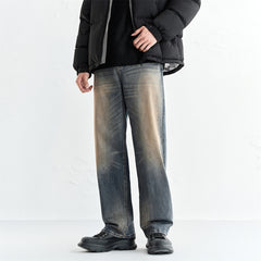 Men's Vintage Contrast Straight Jeans