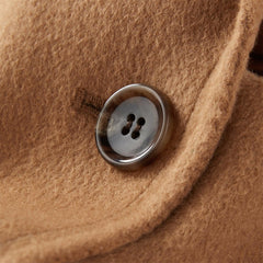 Women's Khaki Straight Double-faced Wool Coat