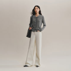 Women's Ruffled Cable-Knit Cardigan