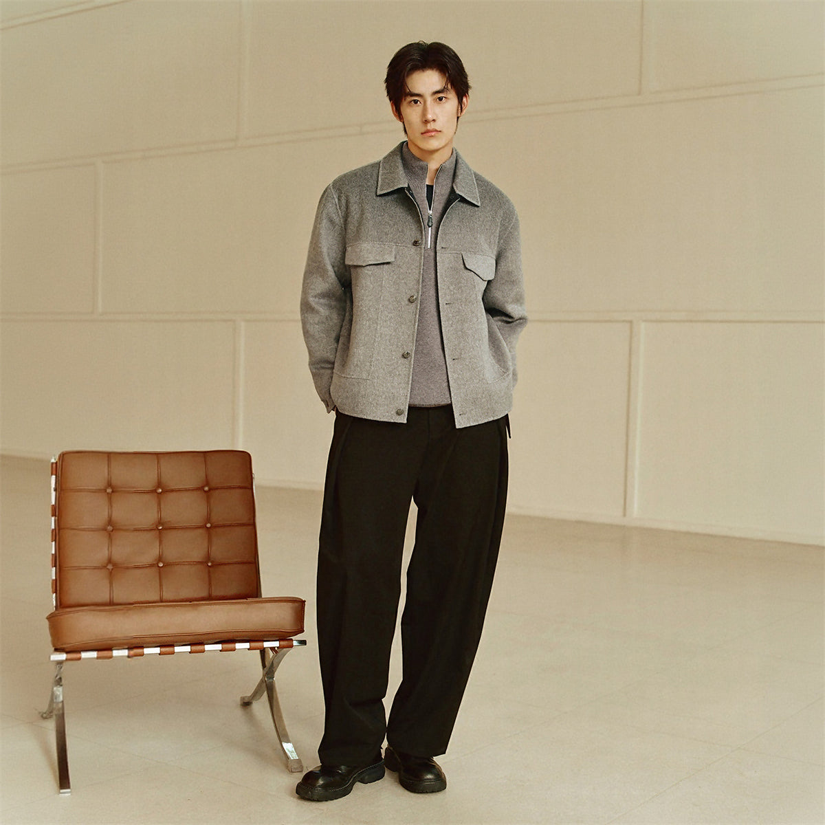 Men's Short Ombre Wool-Blend Jacket