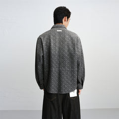 Men's Gradient Jacquard Long-Sleeve Shirt