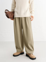Men's Striped Textured Wide-Leg Trousers