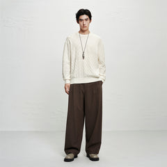 Men's 3D Cable-Knit Panel Sweater