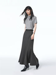 Women's Grey Sheep Wool Maxi Mermaid Skirt