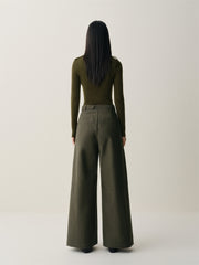 Women's Wide-Leg Pants with Detachable Belt
