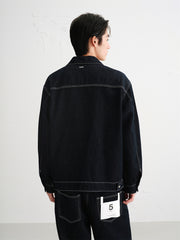 Men's Vintage Contrast Topstitching Denim Jacket