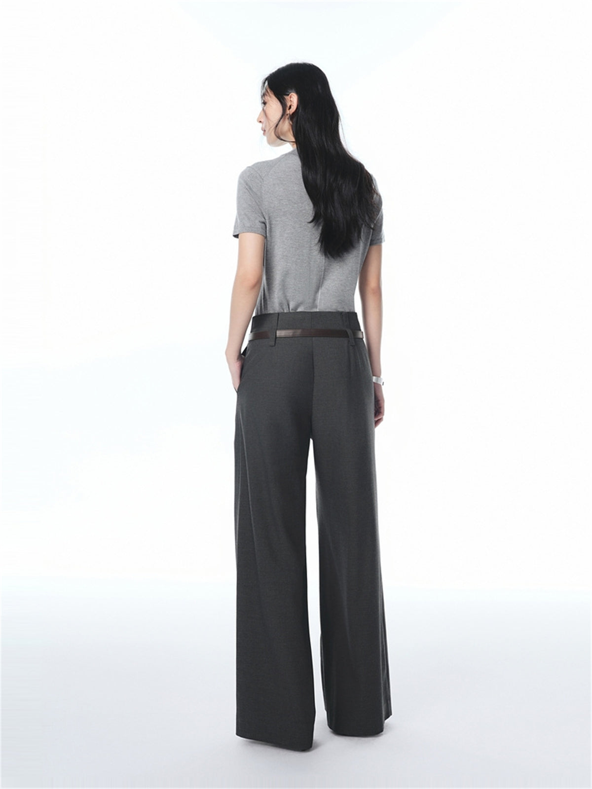Women's Wide-Leg Suit Trousers with Belt