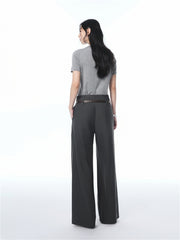 Women's Wide-Leg Suit Trousers with Belt