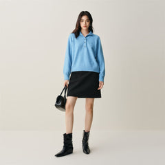 Women's Black Brushed A-Line Mini Skirt