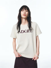 Women's Raised Letter Embroidery T-Shirt