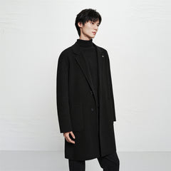Men's Black Wool-Blend Coat