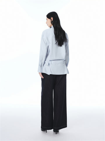 Women's Oversized Shirt with Detachable Belt