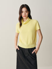 Women's Wool-Blend Drape-Neck Short-Sleeve Knit Top