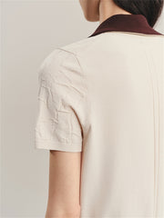 Women's Contrast Collar Jacquard Knit Top