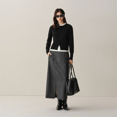 Women's Asymmetric-Slit Midi Skirt