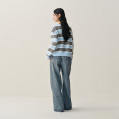Women's Mohair-Blend Striped Drop-Shoulder Knit Sweater