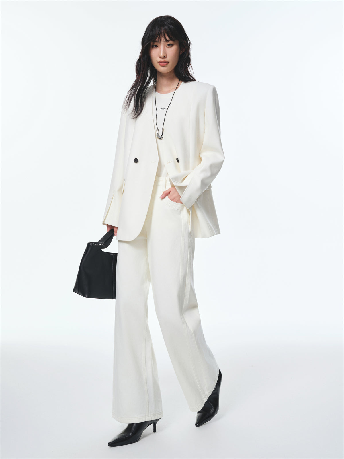 Women's V-Neck Blazer with Detachable Belt