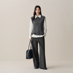 Women's Wool-Blend Vest with Detachable Metal Detail