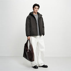 Men's Allover Jacquard Hooded Down Jacket