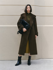 Women's Double-Breasted Trench-Style Cashmere Coat