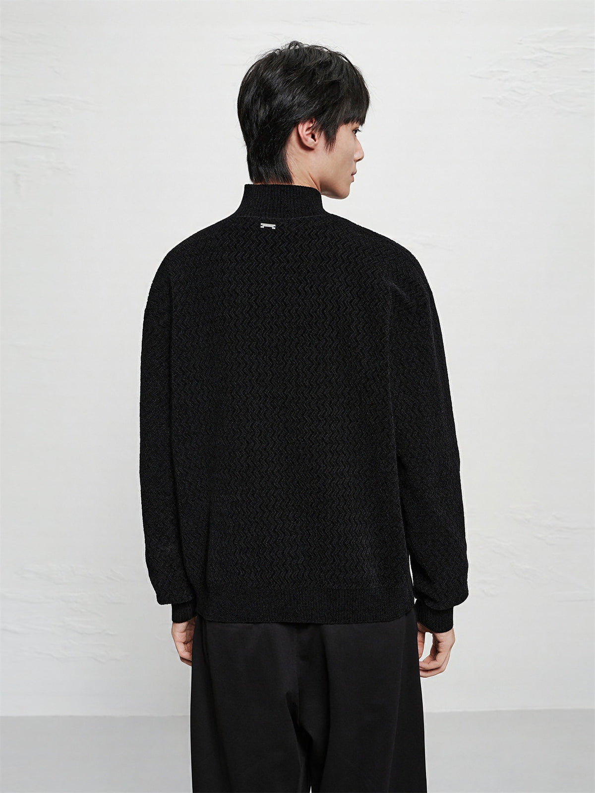Men's Chenille Jacquard Zip-Up Cardigan