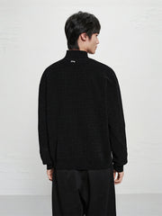 Men's Chenille Jacquard Zip-Up Cardigan