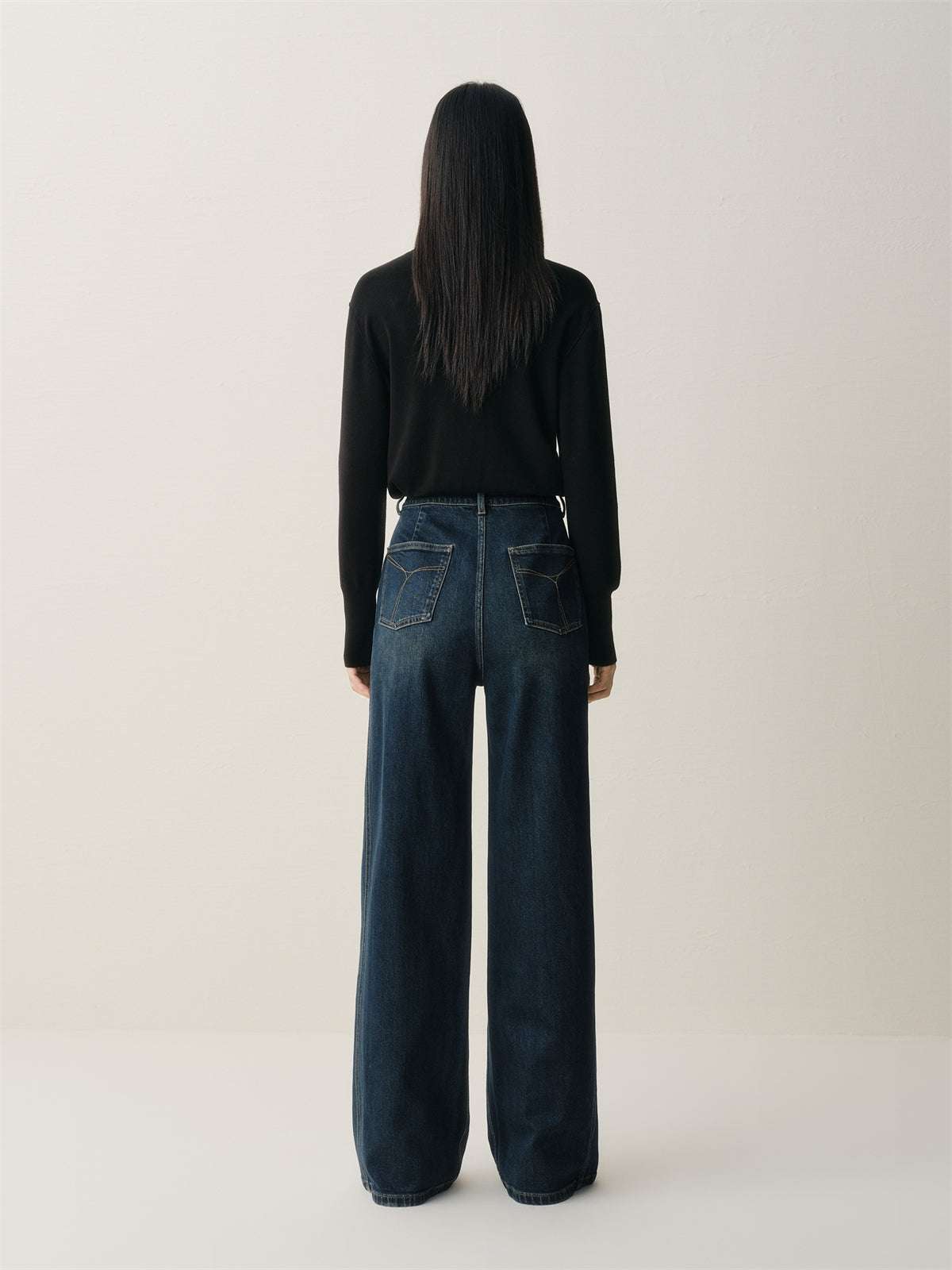 Women's Washed High-Waist Wide-Leg Jeans