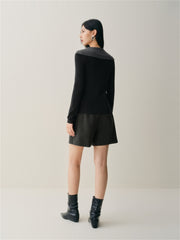 Women's Wool-Blend Wide-Lapel Knit Pullover