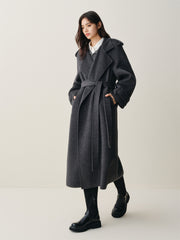 Women's Double-Breasted Trench-Style Cashmere Coat
