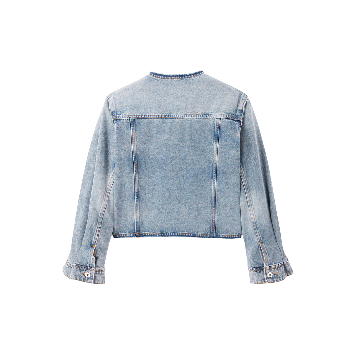 Women's Short Washed Raw-Hem Denim Jacket