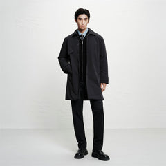 Men's Trench-Style Mid-Length Down Coat